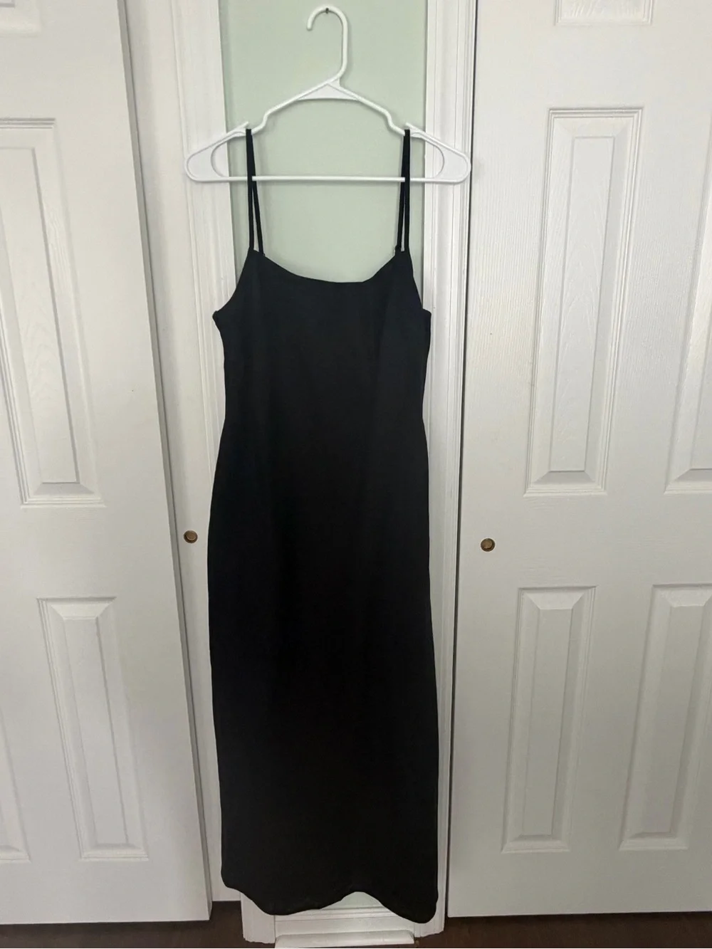 NWT The A&F Julia Slip Black Linen-Blend Midi Dress